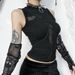 Women's Slim Fit Sleeveless Vest Dark Trendy Cross Strap Top New Summer Style Sexy Girl_ecoleips.com