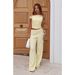 Women's Clothing Women's Two Piece Suit One Shoulder Oblique Collar Wide Leg Pants Elastic Bubble Design European American Style Clothing_ecoleips.com