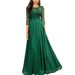 Verve Patchwork Chiffon Round Neck Lace Long Dress Evening Gown Women's Wear_ecoleips.com