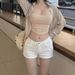 Natural Hip Enhancing Denim Shorts Korean Style Low Waisted Slimming Flattering Solid Color Versatile Hot Pants Summer 2024_ecoleips.com