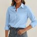 European And American 2026 New Style Shirt, Solid Color Loose Top, Long Sleeve Fashionable Turn-down Collar Commuting_ecoleips.com