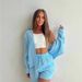 New Single-breasted Loose Long-sleeved Commuter Shirt Shorts Suit For Women_ecoleips.com