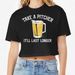 Qiduo Cross-Border Hot-Selling Women's American Style Hot Girl Crop Round Neck Regular Shoulder Slim Fit Top_ecoleips.com