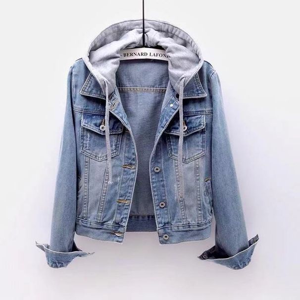 Cowboy Jacket Women's Short Autumn/winter Korean Version Long Sleeved Slim Fit Hooded Jacket Versatile Student Top_ecoleips.com