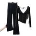 Women’s Clothing Spring And Autumn New Women's Suits Two Piece Tops Bottoming Shirts Split Wide Leg Casual Pants Design Three Piece Suit_ecoleips.com