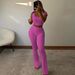 Women's Clothing Women's Ribbed U Neck Short Sleeve Two Piece Set Elastic Sports Casual Summer For Formal & Casual For Women_ecoleips.com
