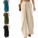 Women's Clothing New Elastic Waist Drawstring Wide Leg Loose Casual Fashion Pocket Trousers Women's Clothing_ecoleips.com