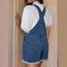 Women's Adjustable Strap Denim Overalls With Rolled Hem - Vintage Washed Blue Casual Jumpsuit For Everyday Wear_ecoleips.com
