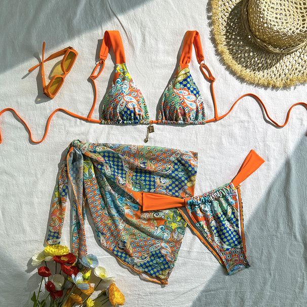 Women's Sexy Bikini Set 3-Piece Swimwear - Trendy Floral Print Swimsuits For Beach & Pool_ecoleips.com