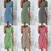 Geometric Print Puff Sleeve Asymmetrical Hem V-Neck Flowy Casual Midi Dress For Women Comfortable Loose Fit_ecoleips.com