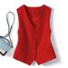 Black V Neck Small Suit Vest Sleeveless Waistcoat Top for Women Retro Short Layered Fashionable Vest_ecoleips.com