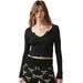 2025 New Fashionable Hot Girl Outfit V-neck Long Sleeve Slim Fit Short Top T-shirt Knitted Ribbed Y2K Clothing_ecoleips.com