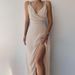 European And American 2022 Summer New Sexy V-neck Strap Dress With Slit, Fashionable Slim-Fit Dress, Foreign_ecoleips.com