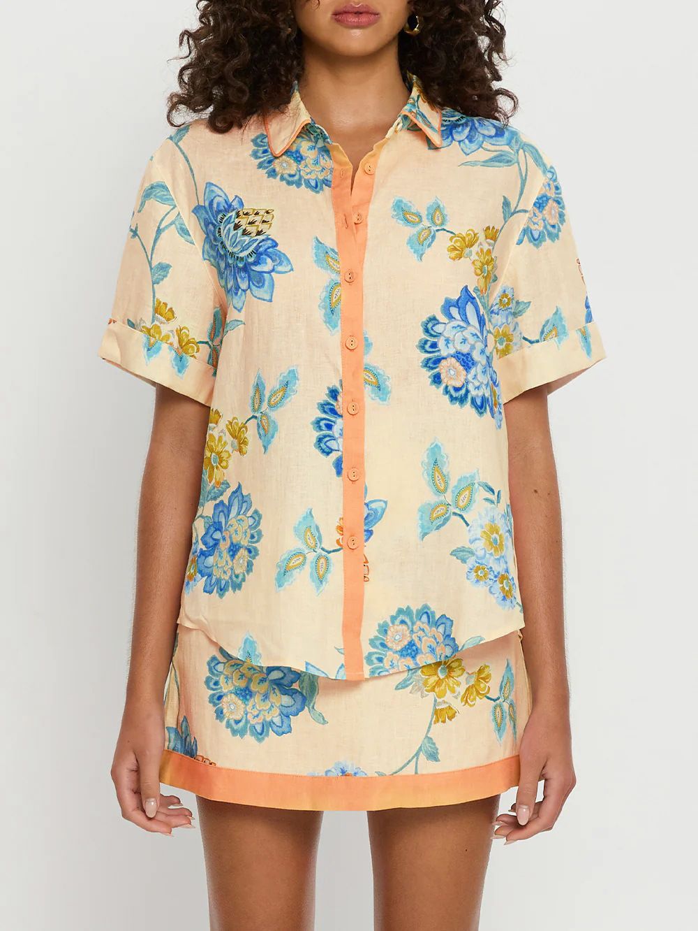 Women's Clothing Spring And Summer New Short-sleeved Shirt Printed Skirt Suit INS Loose Vacation Two-piece Set_ecoleips.com