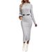 Women's Knitted Jacquard Bodycon Midi Dress - Slim Fit Sexy Pencil Dress For Fall Winter Spring - Elegant Office Casual Wear (Light Gray)_ecoleips.com