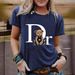 Women's Casual Short Sleeve T-Shirt With Letter Print - Stylish Round Neck Cotton Blend Tee For Summer - Streetwear Fashion (Multiple Colors & Sizes)_ecoleips.com