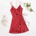 cross-border European And American New Style Lace-up Pleated Ruffle Floral Sleeveless Strap Dress_ecoleips.com