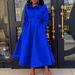 Women’s Clothing autumn new style large swing solid color lapel long sleeve A line skirt African dress_ecoleips.com