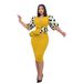 European And American Cross-border Women's Clothing, Patchwork Polka Dot Print, Puff Sleeve Pencil OL Style, Plus_ecoleips.com