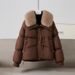 Women's Winter Short Puffer Jacket With Faux Fur Trim - Cozy Fleece Lined Outerwear For Casual & Street Style_ecoleips.com
