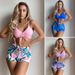 Women's Clothing Sexy Printed Split High Waist Flat Angle Slim Swimsuit_ecoleips.com