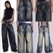 Women's Clothing Washed Old Gradient Wings Printing Retro New Loose Wide Leg Denim_ecoleips.com
