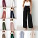 Spring/Summer Women's Wide Leg Pants Casual Versatile High Waist Slimming Tie Waist Bow Workwear Style_ecoleips.com