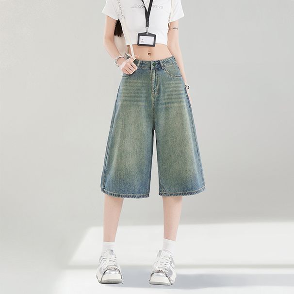 Nostalgic Denim Cropped Women, Summer Thin, 2025 New Style, Loose Fit, Slimming, High Waist, Versatile And Wide Leg_ecoleips.com