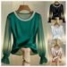 Women's Satin Pearl Neckline Sheer Mesh Blouse – Elegant See-Through Lace Top (S-XXL, Green/Black/White/Champagne Pink)_ecoleips.com