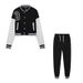 Women's Single Breasted Letter Printed Baseball Uniform Sports Suit Two Piece Set Fashion_ecoleips.com