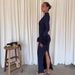 Women's Elegant Long Sleeved Slit Dress Spring Casual Banquet Partywear_ecoleips.com