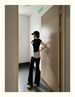 Aria Basics 2025 New Style Cuffed Low Waist Flared Women's Hot Summer Thin American High Street Wide Leg Long Pants_ecoleips.com