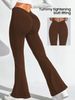 Women's Clothing High Waist And Abdomen Pants For Women Deep V Flared Peach Hip Sports Tights High Elastic Running Fitness Trousers_ecoleips.com