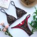 Leopard Print Bikini Set - Sexy Triangle Push-Up Swimsuit With G-String For Small Bust_ecoleips.com
