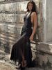Mozision Halter V Neck Sexy Maxi Dress Women Gown Fashion Off-shoulder Sleeveless Backless Draped Ruched Club Long Dress Elegant_ecoleips.com