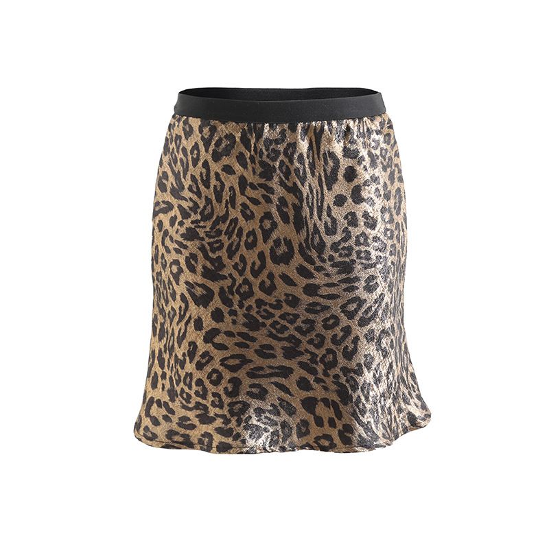 Verve New Versatile Sexy Slimming Elastic Waist Wrinkle-Resistant Gold Foil Elegant Leopard Print A-Line Skirt For Women 4229_ecoleips.com