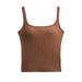 Slim Fit Ribbed Camisole Top With Padded Cups Basic Style For Summer Wear Women's Clothing_ecoleips.com
