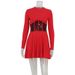 Women's High Neck Long Sleeve Short Dress Fashion Mesh Patchwork See Through Fishbone Waist Cinching_ecoleips.com
