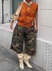 K European And American Style Women's Street Fashion Trendsetters Fashion Casual Camouflage Workwear Style Pocket Loose Wide Leg Pants_ecoleips.com