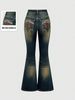 Women's Clothing Slim Fit Embroidered Flared Jeans Vintage Embroidered Flare Jeans For Women - Stretchy High-Waisted Denim Pants With Retro Wash_ecoleips.com