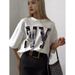 100% Cotton American Style Popular Printed Short Sleeve T-Shirt For Women Ins Design Casual Versatile Trendy Couple_ecoleips.com