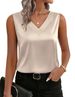 Women's Clothing Satin Camisole Top - Elegant V-Neck Sleeveless Blouse For Casual Wear_ecoleips.com