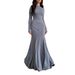 Women's Clothing Ribbed Knit Bodycon Dress – Long Sleeve Round Neck Belted Sweater Dress (Grey/Black, XS-XXXL)_ecoleips.com
