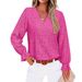 Elegant V-Neck Women's Lace Blouse Long Sleeve Jacquard Embroidery Top for Casual Office Wear_ecoleips.com