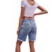 Women's Clothing New Versatile Raw Edge Straight Denim Shorts Casual Shorts_ecoleips.com