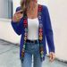 Women's Bohemian Floral Embroidered Knit Cardigan – Stretchy Long-Sleeve Cover-Up (S-XXL, Black/Navy)_ecoleips.com