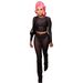 S871 Women's Fashion Casual Sexy Hollow Out Round Neck Two-Piece Set_ecoleips.com
