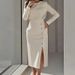 2026 Spring New Women's Clothing European And American Cross-Border Elegant Solid Color Slim Fit Slit Gown Long Dress_ecoleips.com