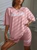 Women's Clothing Summer New Loose Sports Letter Print Shorts Suit_ecoleips.com