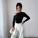 Women's Asymmetrical Off-Shoulder Top Slim Fit with Metallic Decoration Spring New Style_ecoleips.com